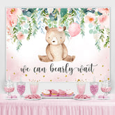 Lofaris We Can Bearly Wait Pink Floral Baby Shower Backdrop
